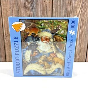 NEW Bits and Pieces Santa Claus Animal Puzzle 1000 Pieces Christmas Holiday Fun